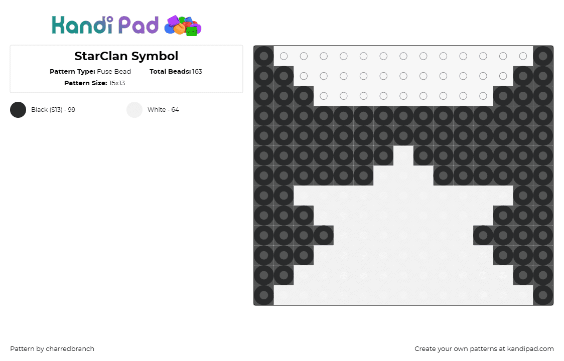 StarClan Symbol - Fuse Bead Pattern by charredbranch on Kandi Pad - starclan,warrior cats,symbol,video game,black,white