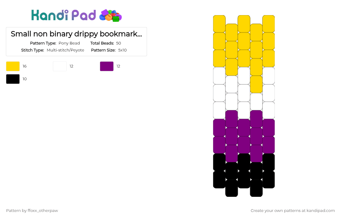 Small non binary drippy bookmark for @stormsystem - Pony Bead Pattern by ffoxx_otherpaw on Kandi Pad - yellow,pink
