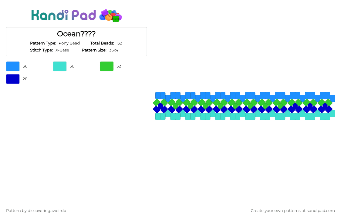 Ocean???? - Pony Bead Pattern by luckyducky on Kandi Pad - light blue