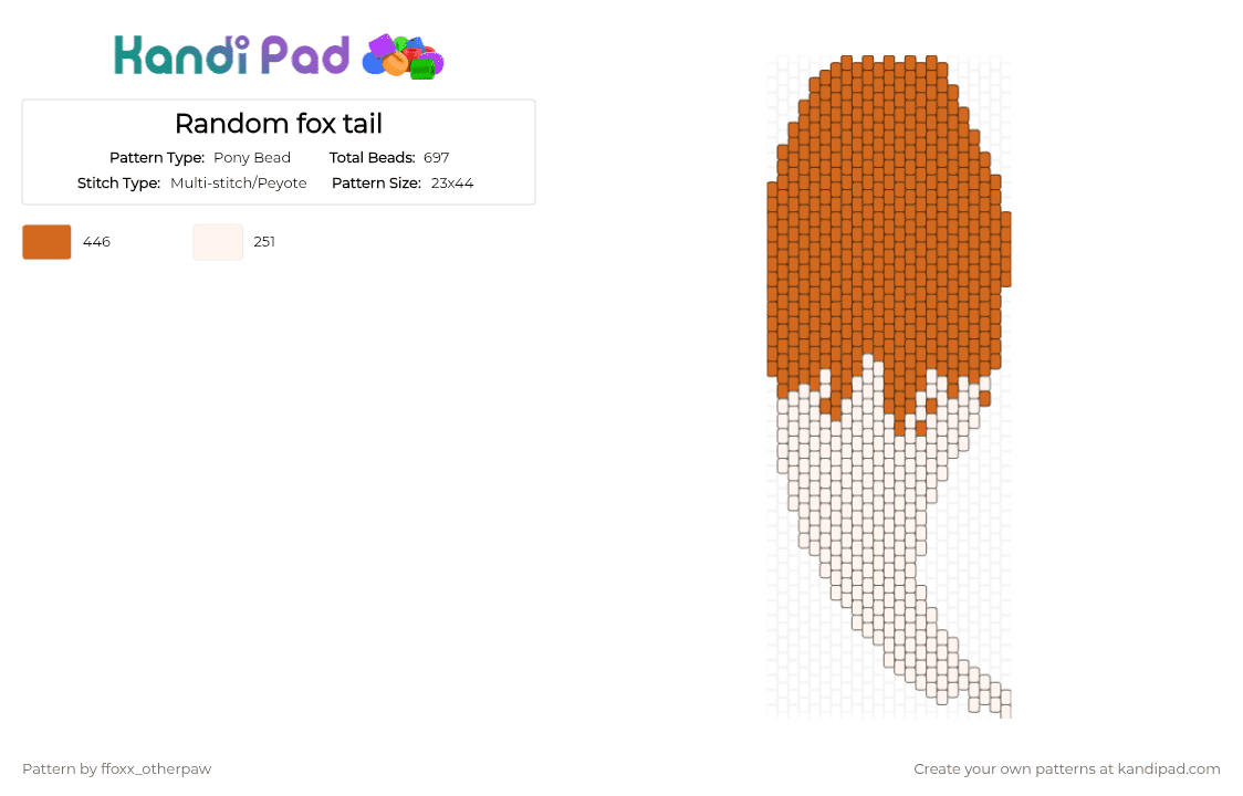 Random fox tail - Pony Bead Pattern by ffoxx_otherpaw on Kandi Pad - orange,white