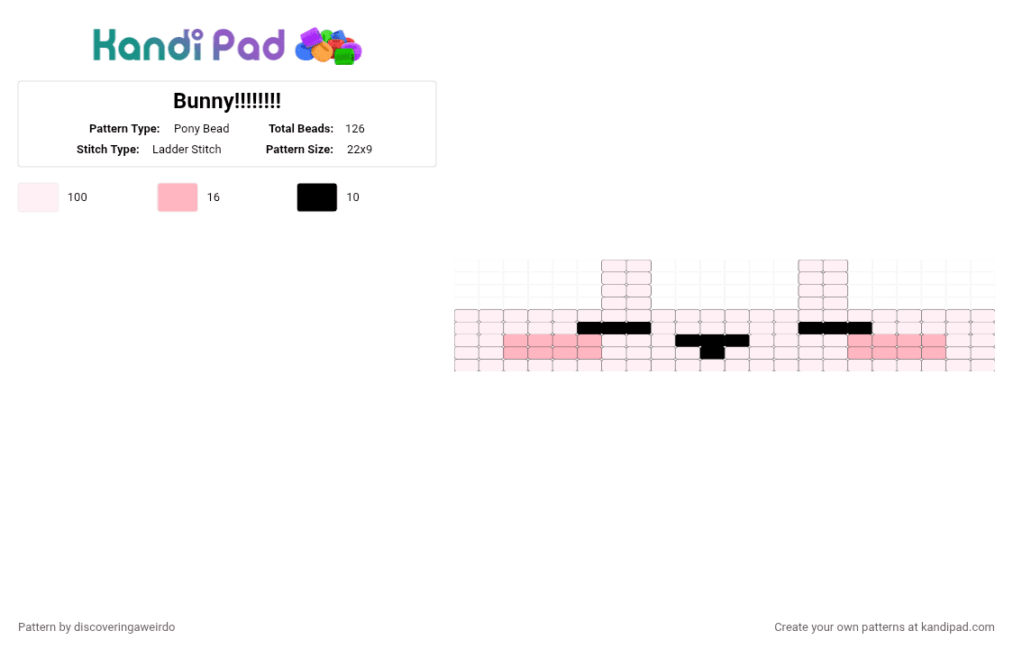 Bunny!!!!!!!! - Pony Bead Pattern by luckyducky on Kandi Pad - white
