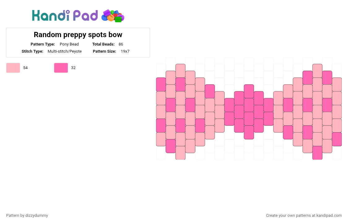 Random preppy spots bow - Pony Bead Pattern by luckyducky on Kandi Pad - pink