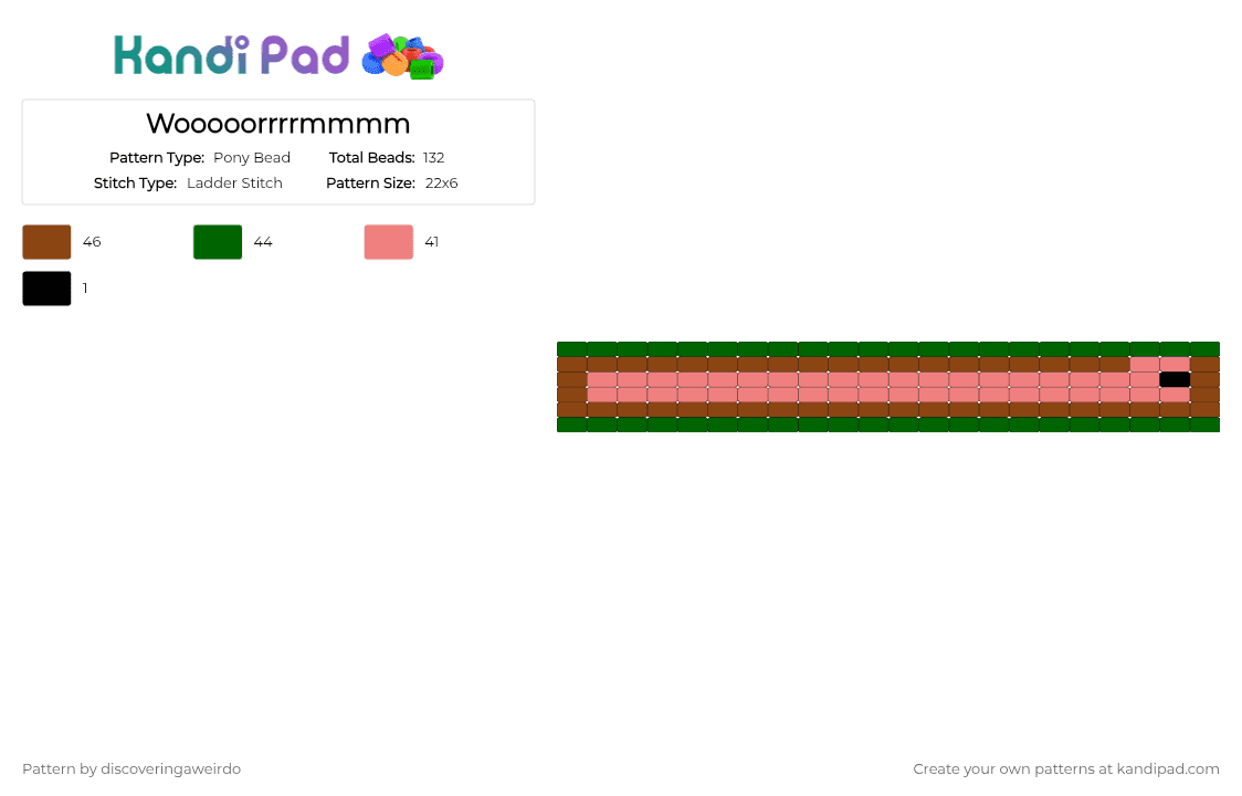 Wooooorrrrmmmm - Pony Bead Pattern by luckyducky on Kandi Pad - red,green