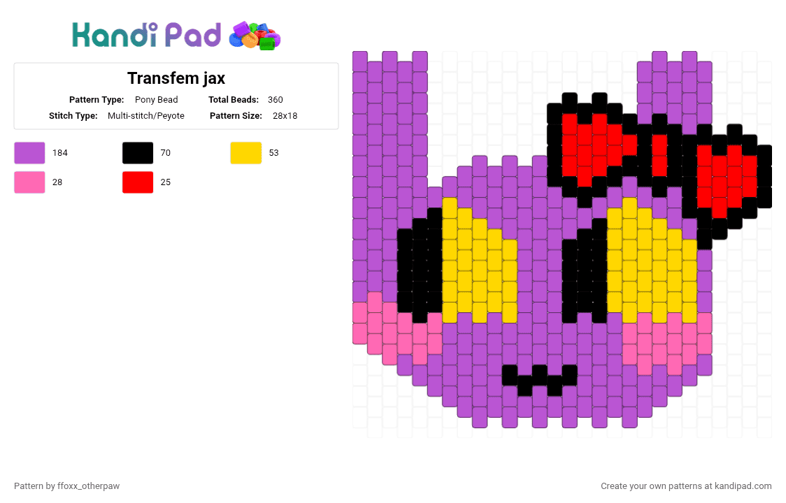Transfem jax - Pony Bead Pattern by ffoxx_otherpaw on Kandi Pad - pink