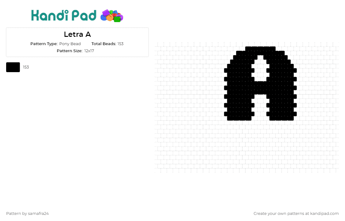 Letra A - Pony Bead Pattern by samafra24 on Kandi Pad - alphabet,letter