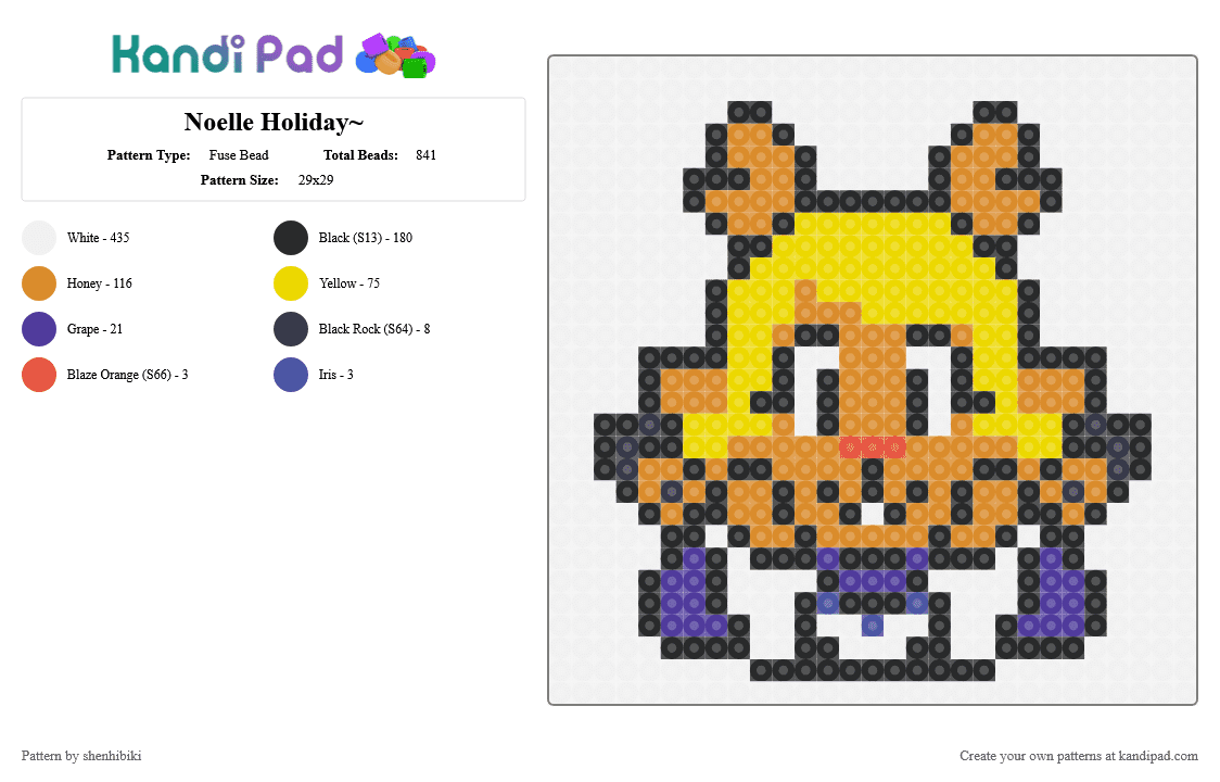 Noelle Holiday~ - Fuse Bead Pattern by shenhibiki on Kandi Pad - deer, deltarune, noelleholiday, orange, white, yellow