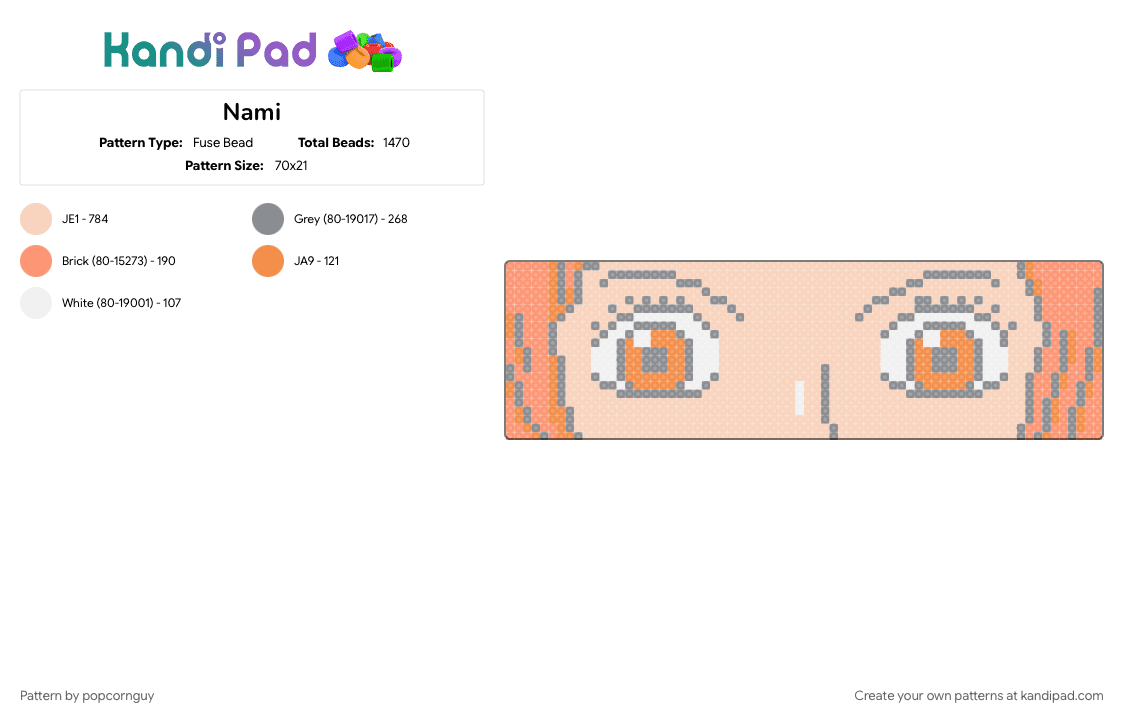 Nami - Fuse Bead Pattern by popcornguy on Kandi Pad - beige