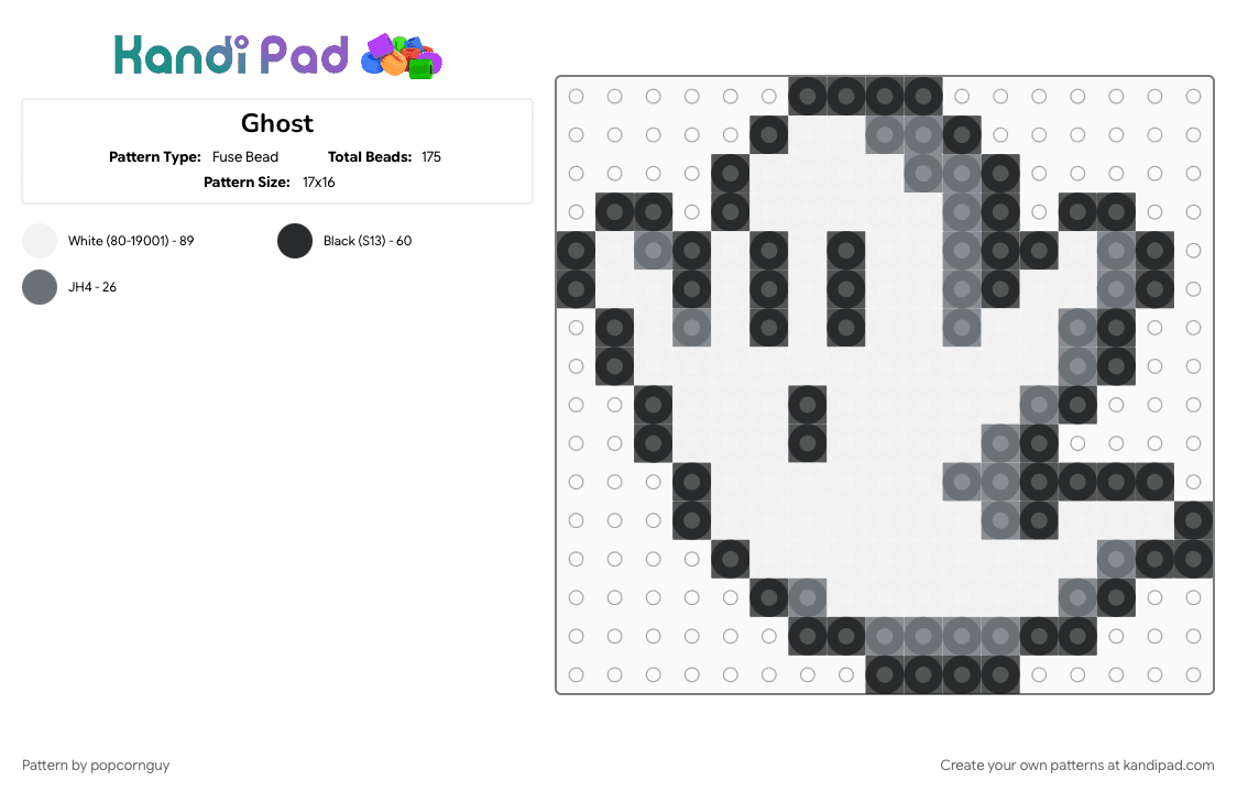 Ghost - Fuse Bead Pattern by popcornguy on Kandi Pad - white