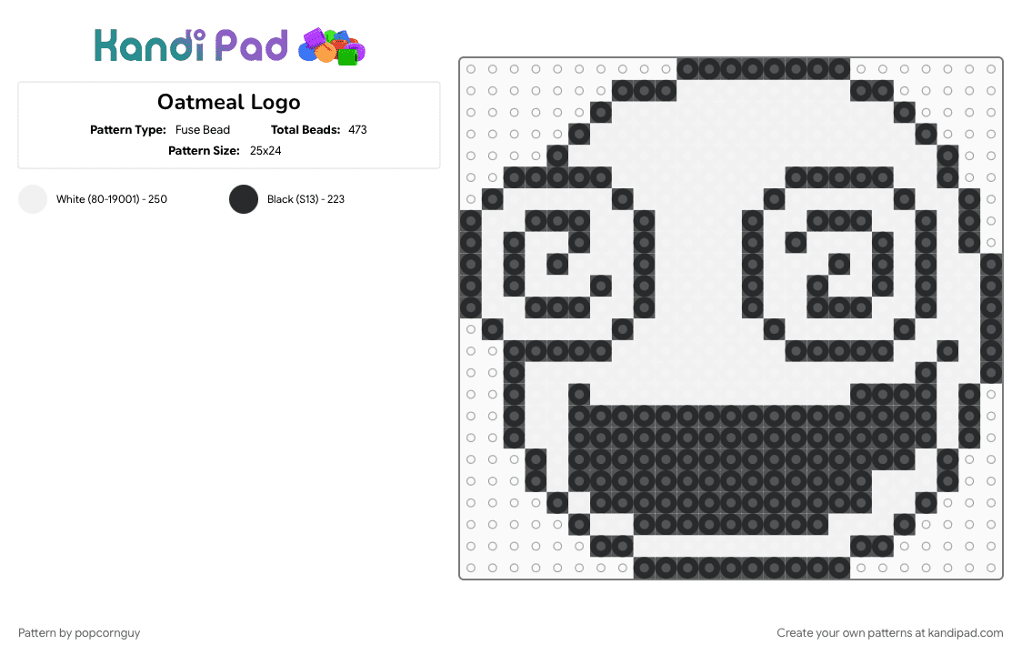 Oatmeal Logo - Fuse Bead Pattern by popcornguy on Kandi Pad - black, white