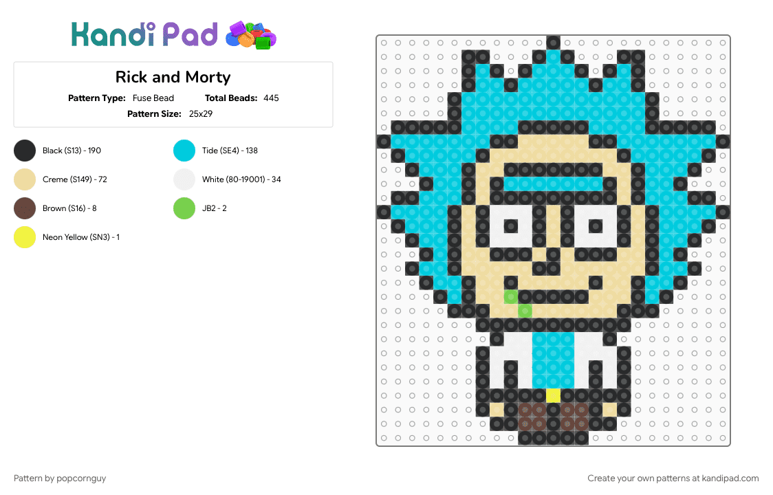 Rick and Morty - Fuse Bead Pattern by popcornguy on Kandi Pad - beige, cotdoldschoolcartoons, light blue