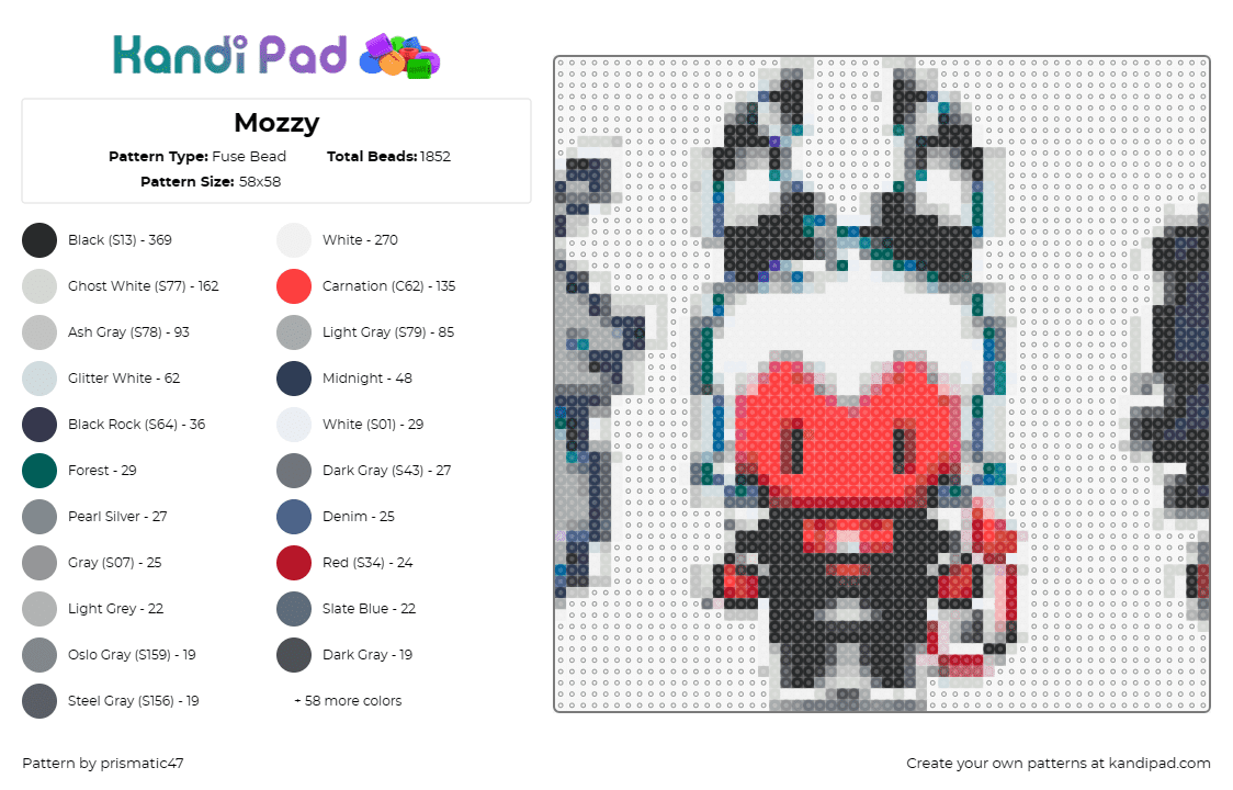 Mozzy - Fuse Bead Pattern by prismatic47 on Kandi Pad - moxxie,hazbin hotel,character,devil,chibi,playful,cute,striking,thrilled,red,bla