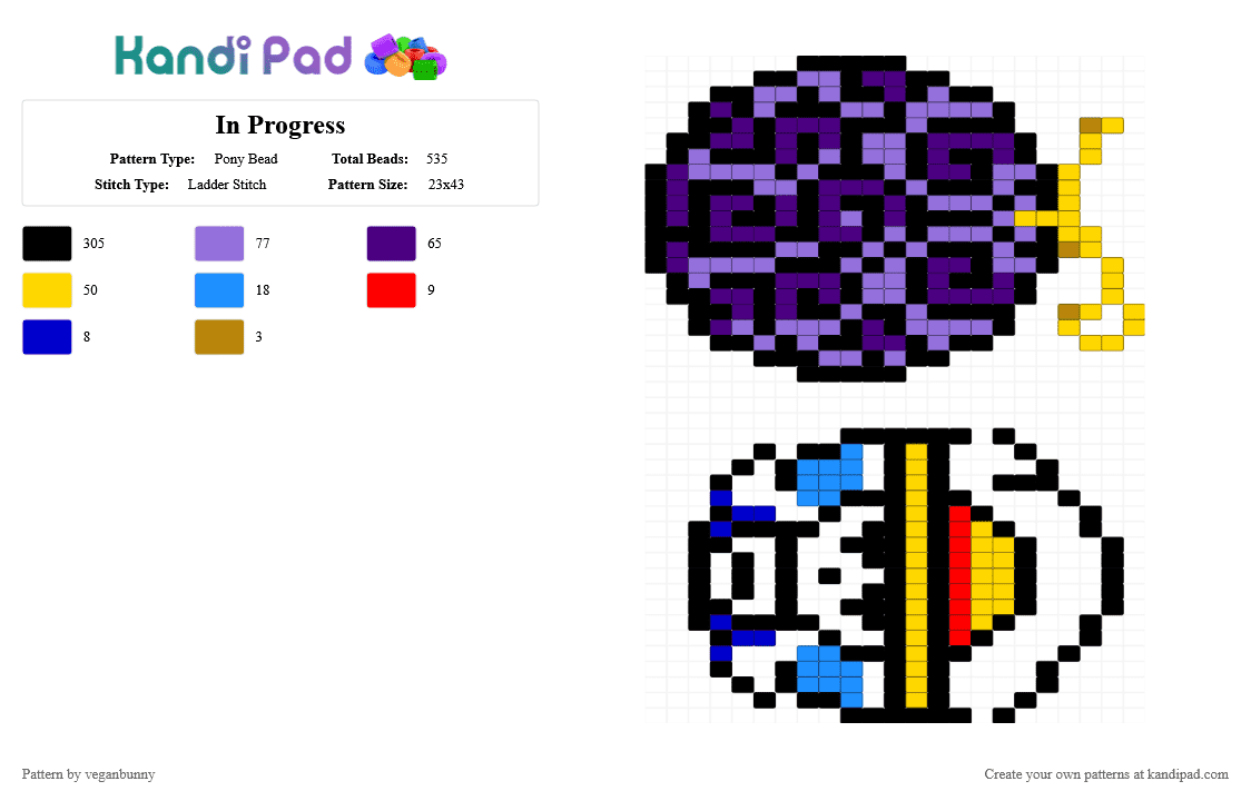 In Progress - Pony Bead Pattern by veganbunny on Kandi Pad - black,purple,yellow