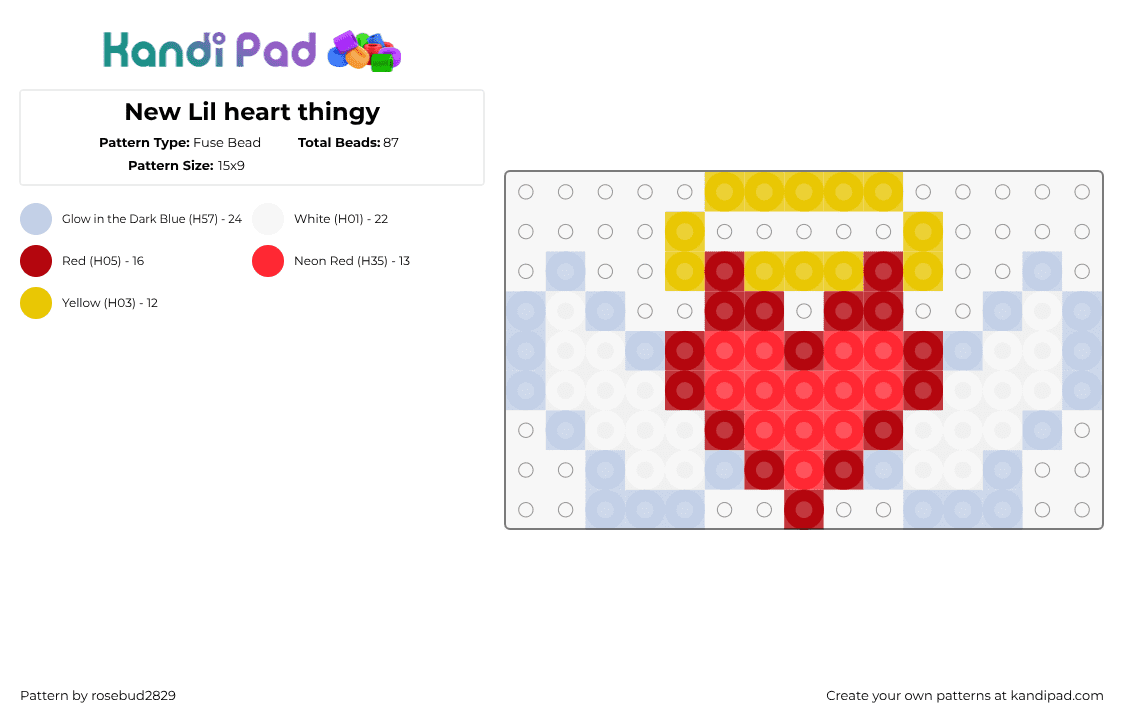 New Lil heart thingy - Fuse Bead Pattern by rosebud2829 on Kandi Pad - angel,heart,halo,wings,charm,red,white