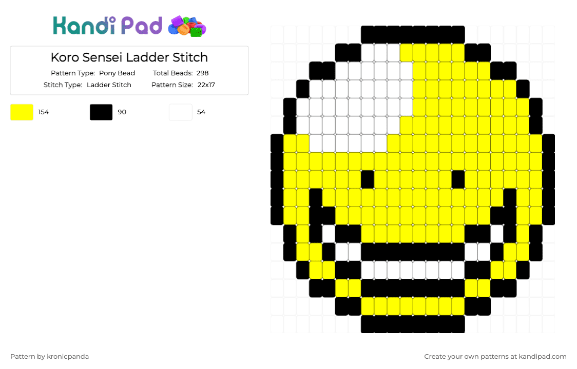 Koro Sensei Ladder Stitch - Pony Bead Pattern by kronicpanda on Kandi Pad - yellow
