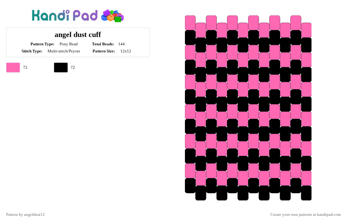 angel dust cuff - Pony Bead Pattern by angeldust12 on Kandi Pad - pink,black