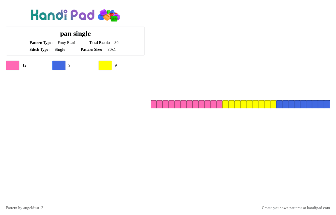 pan single - Pony Bead Pattern by angeldust12 on Kandi Pad - pink
