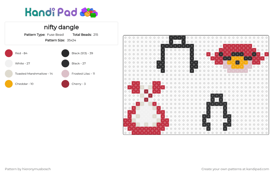 nifty dangle - Fuse Bead Pattern by hieronymusbosch on Kandi Pad - red