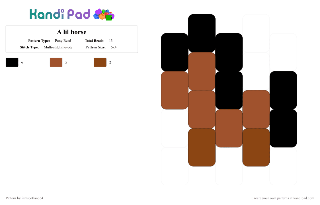 A lil horse - Pony Bead Pattern by iamscotland64 on Kandi Pad - black,red