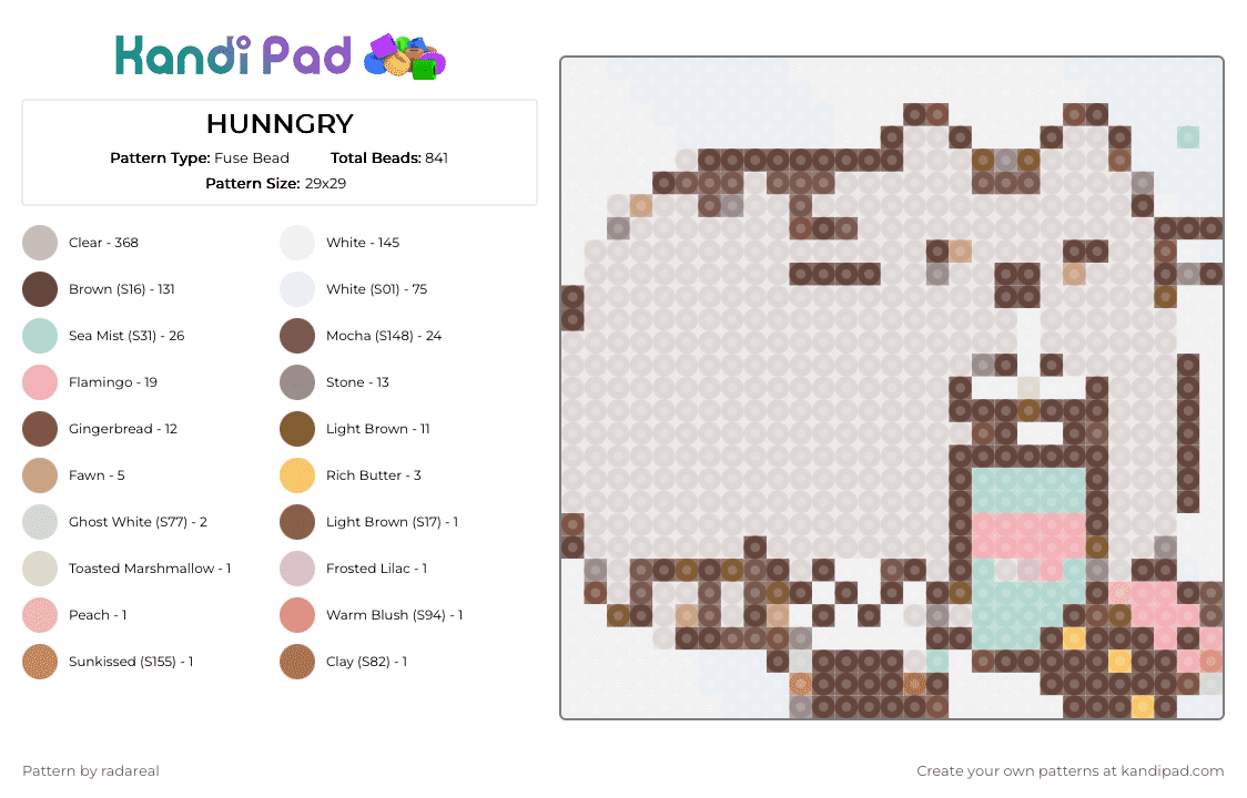 HUNNGRY - Fuse Bead Pattern by radareal on Kandi Pad - 