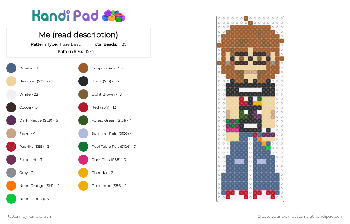 Me (read description) - Fuse Bead Pattern by k4nd1br4t_13 on Kandi Pad - tan,beige,blue