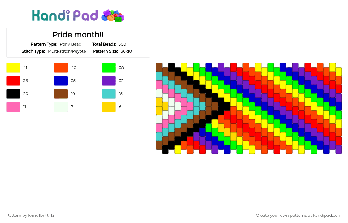Pride month!! - Pony Bead Pattern by k4nd1br4t_13 on Kandi Pad - purple, red, yellow