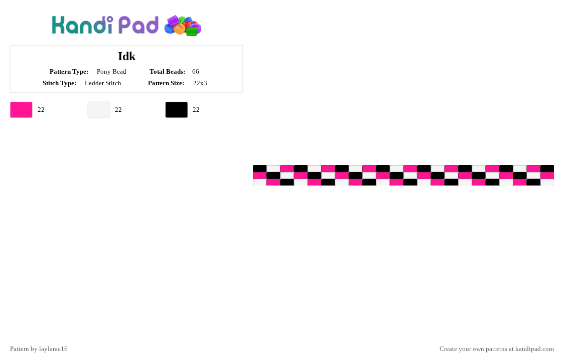Idk - Pony Bead Pattern by k4nd1br4t_13 on Kandi Pad - pink,white