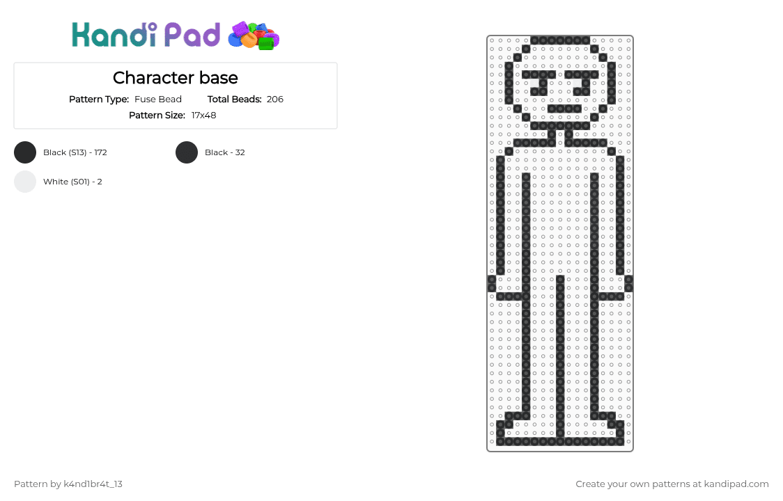 Character base - Fuse Bead Pattern by k4nd1br4t_13 on Kandi Pad - black