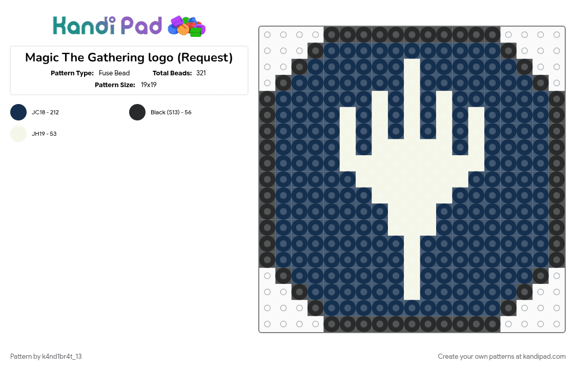 Magic The Gathering logo (Request) - Fuse Bead Pattern by k4nd1br4t_13 on Kandi Pad - blue, magic the gathering