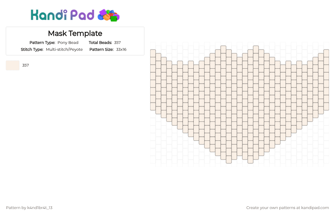 Mask Template - Pony Bead Pattern by k4nd1br4t_13 on Kandi Pad - white