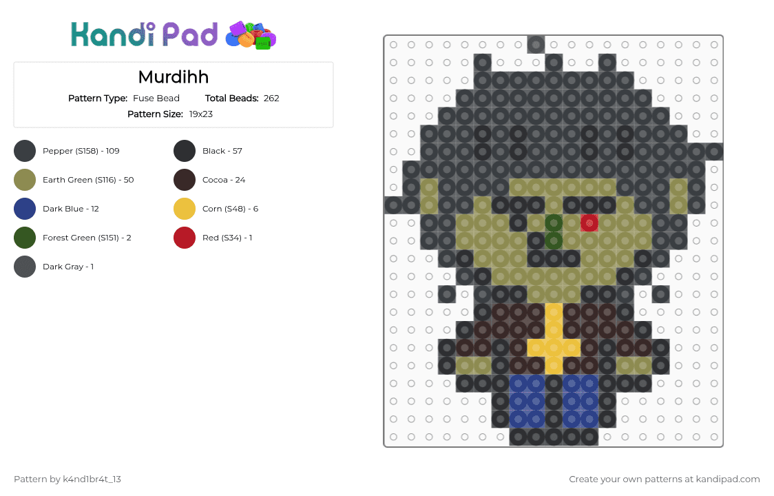 Murdoc!! - Fuse Bead Pattern by k4nd1br4t_13 on Kandi Pad - black,gold,brown