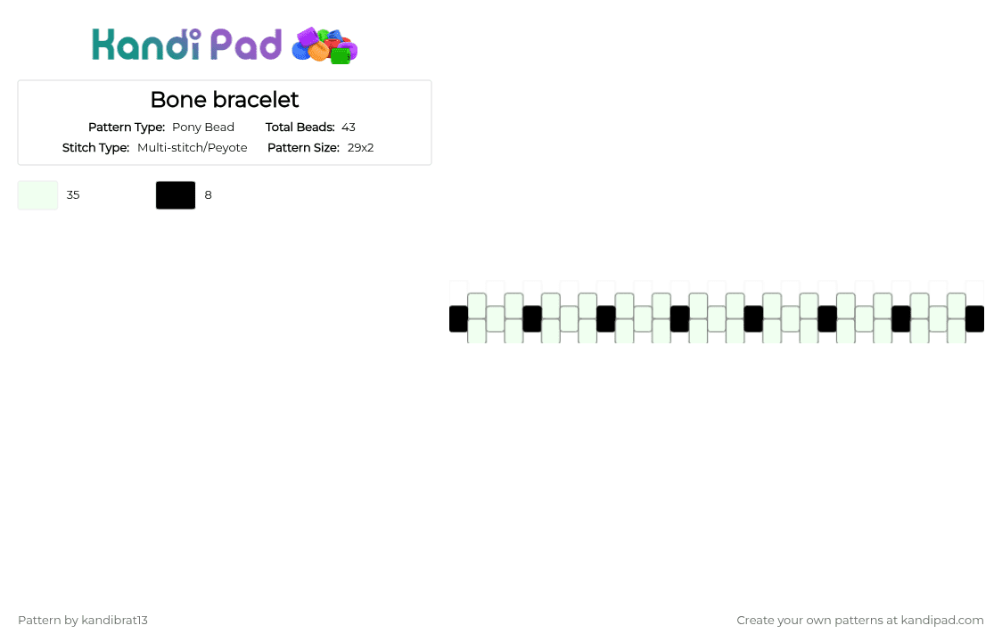 Bone bracelet - Pony Bead Pattern by k4nd1br4t_13 on Kandi Pad - white