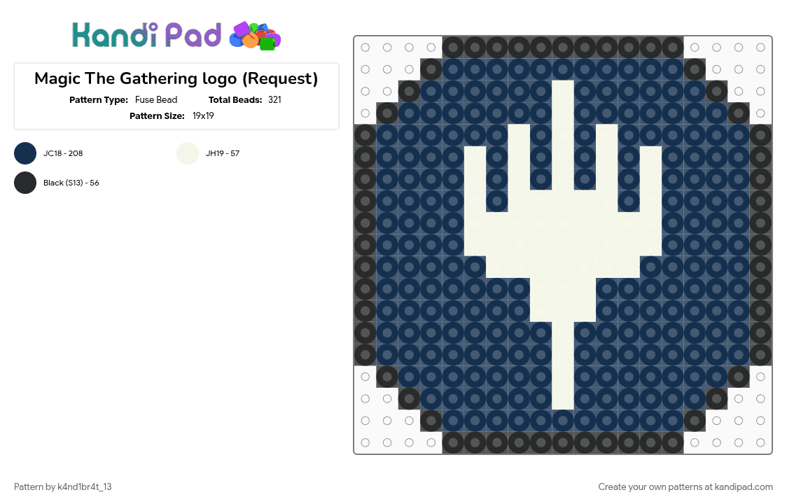 Magic The Gathering logo (Request) - Fuse Bead Pattern by k4nd1br4t_13 on Kandi Pad - blue, magic the gathering