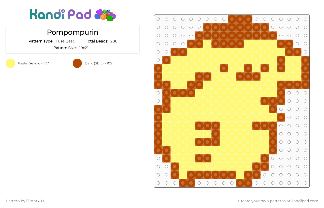 Pompompurin - Fuse Bead Pattern by lilistar789 on Kandi Pad - red,yellow
