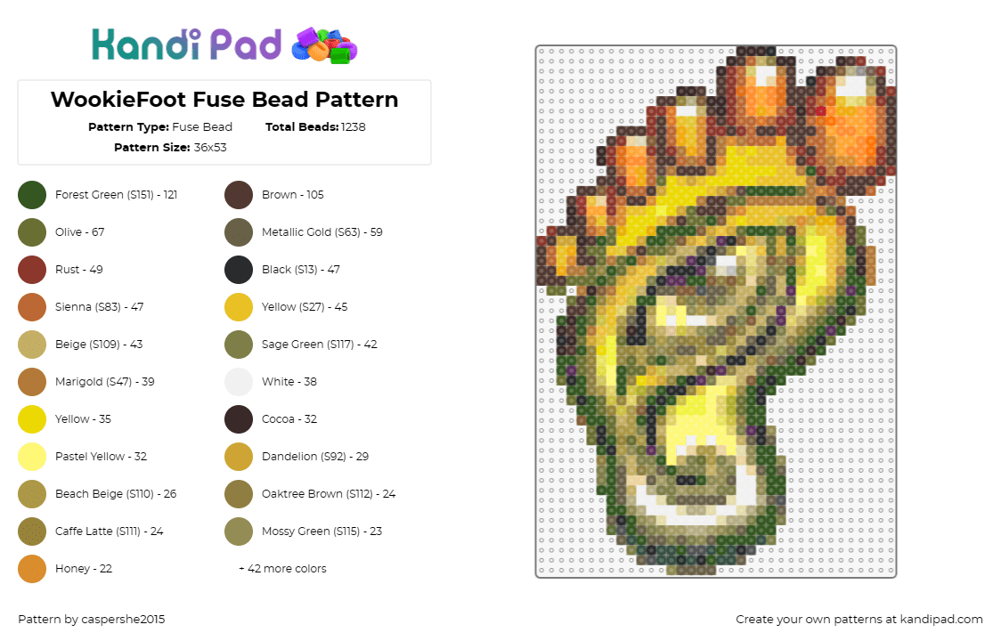 WookieFoot Fuse Bead Pattern - Fuse Bead Pattern by caspershe2015 on Kandi Pad - wookiefoot,band,music,psychedelic,foot,toes,orange,yellow