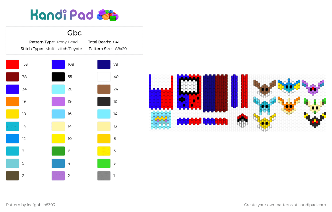 Gbc - Pony Bead Pattern by leefgoblin5393 on Kandi Pad - purple,red,light blue,colorful