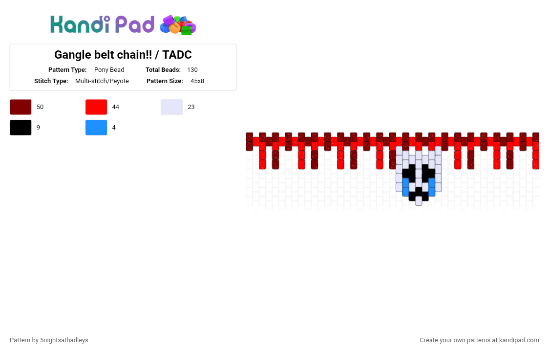 Gangle belt chain!! / TADC - Pony Bead Pattern by 5nightsathadleys on Kandi Pad - brown,red
