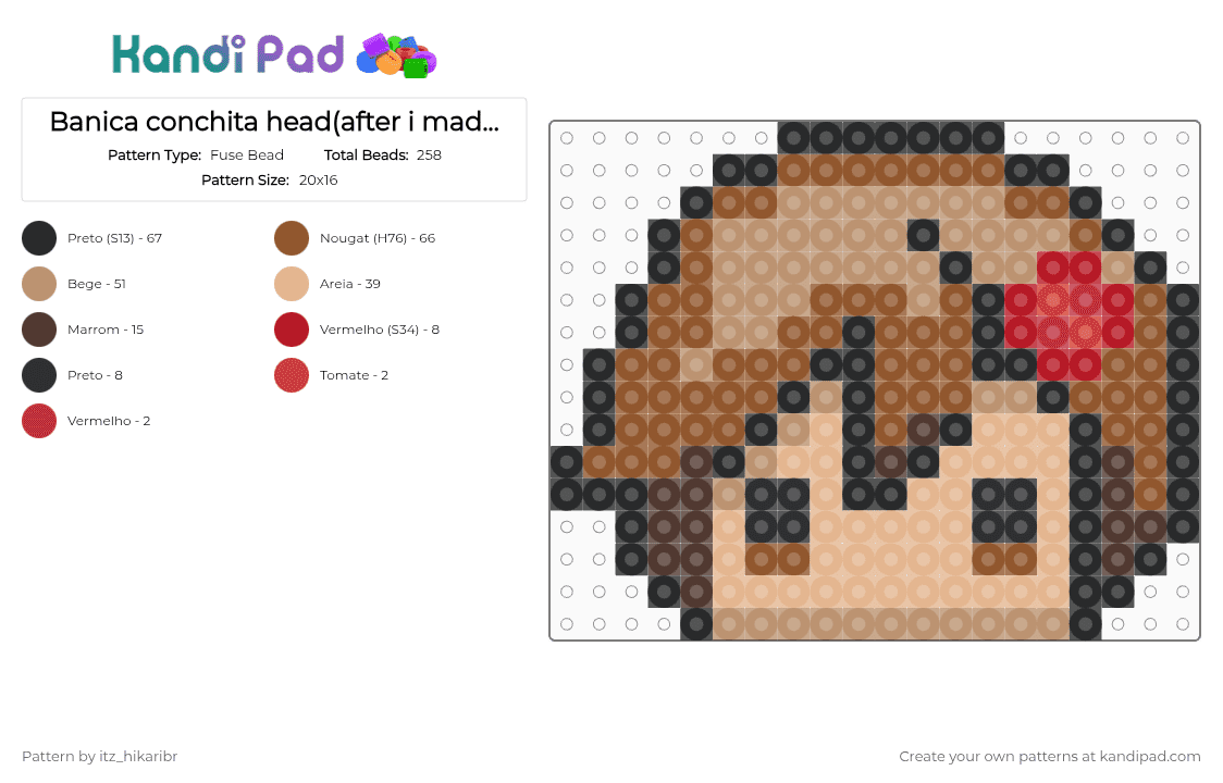 Banica conchita head - Fuse Bead Pattern by itz_hikaribr on Kandi Pad - beige, tan