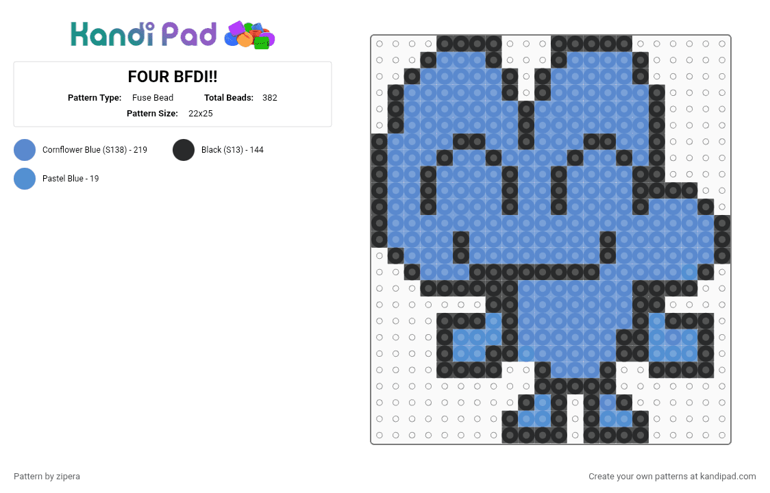 FOUR BFDI!! - Fuse Bead Pattern by zipera on Kandi Pad - blue