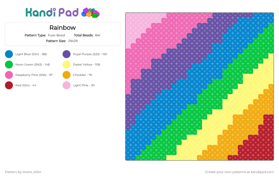 Rainbow - Fuse Bead Pattern by lovers_killer on Kandi Pad - rainbow