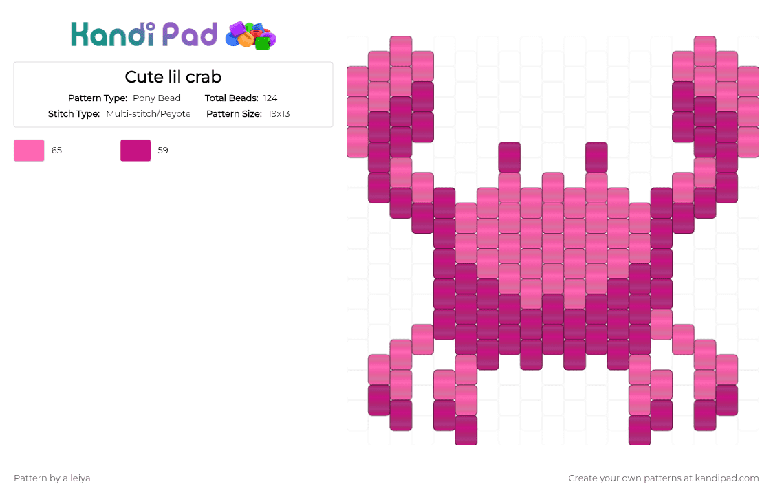 Cute lil crab - Pony Bead Pattern by alleiya on Kandi Pad - pink