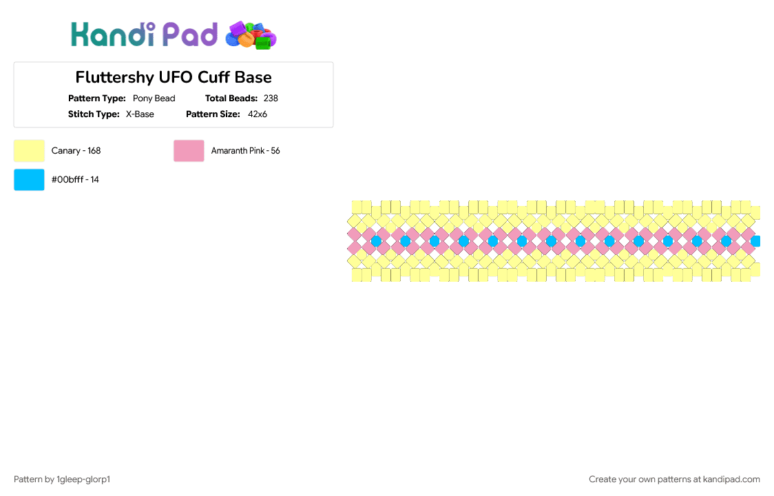Fluttershy UFO Cuff Base - Pony Bead Pattern by 1gleep-glorp1 on Kandi Pad - fluttershy, mlp, mylittlepony, pink, yellow
