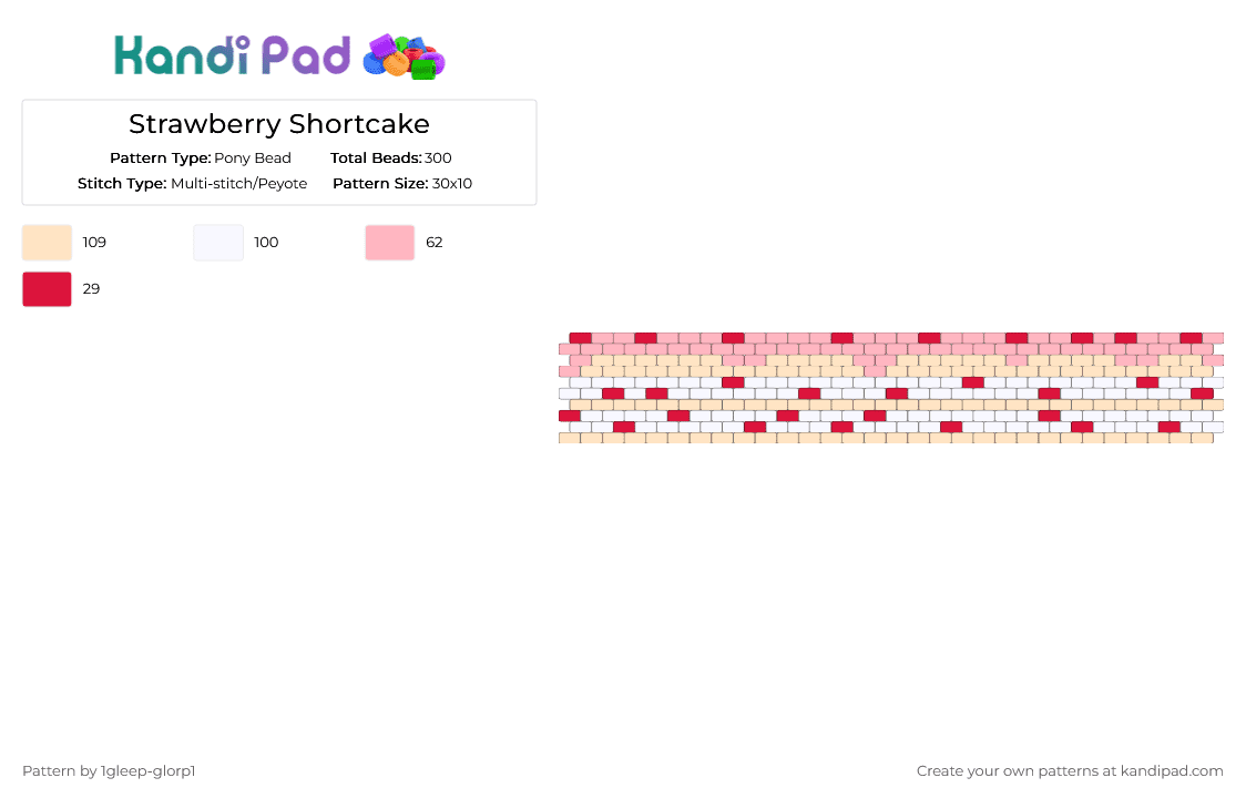 Strawberry Shortcake - Pony Bead Pattern by 1gleep-glorp1 on Kandi Pad - beige,cotdcakes,strawberry,cake