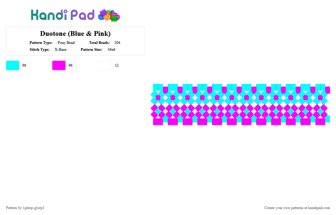 Duotone (Blue & Pink) - Pony Bead Pattern by 1gleep-glorp1 on Kandi Pad - light blue,pink,cotdduotone,blue