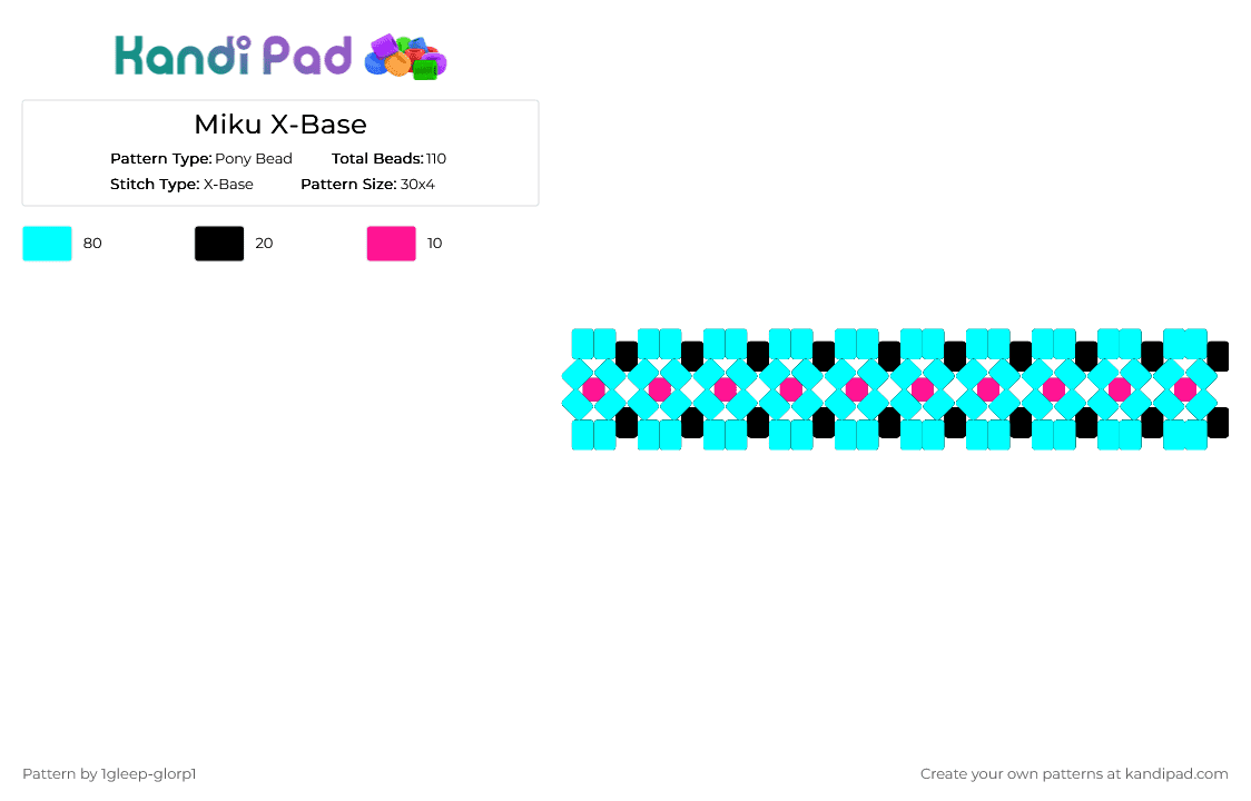 Miku X-Base - Pony Bead Pattern by 1gleep-glorp1 on Kandi Pad - light blue,miku