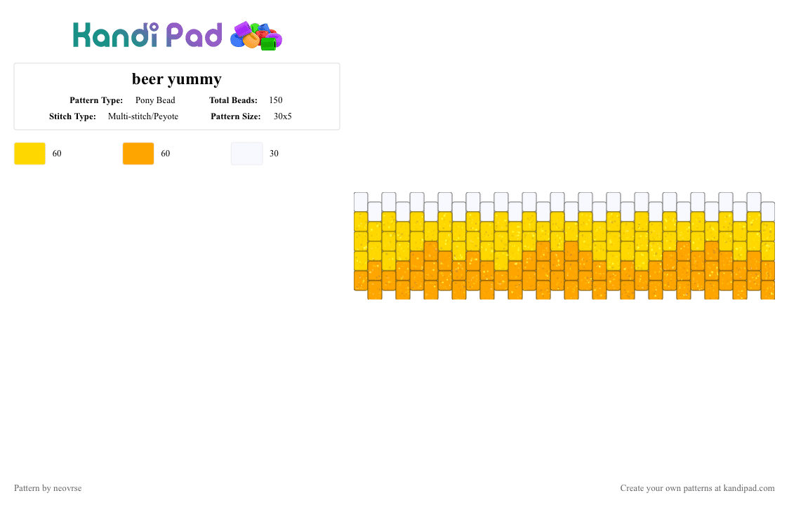 beer yummy - Pony Bead Pattern by neovrse on Kandi Pad - yellow,orange,beer,alcohol