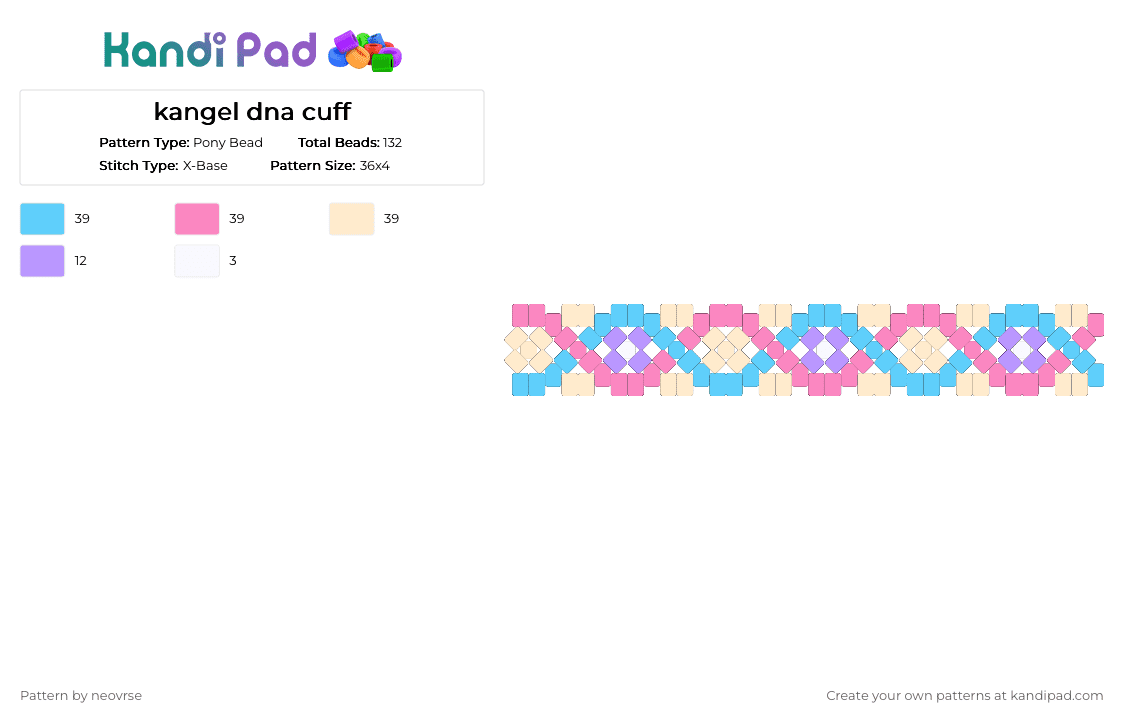 kangel dna cuff - Pony Bead Pattern by neovrse on Kandi Pad - pink,kangel,nso,needy streamer overload,amechan,ame