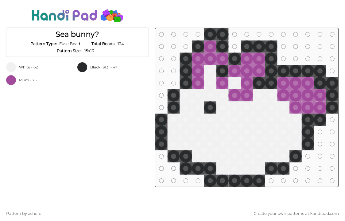 Sea bunny? - Fuse Bead Pattern by asherer on Kandi Pad - pink, white