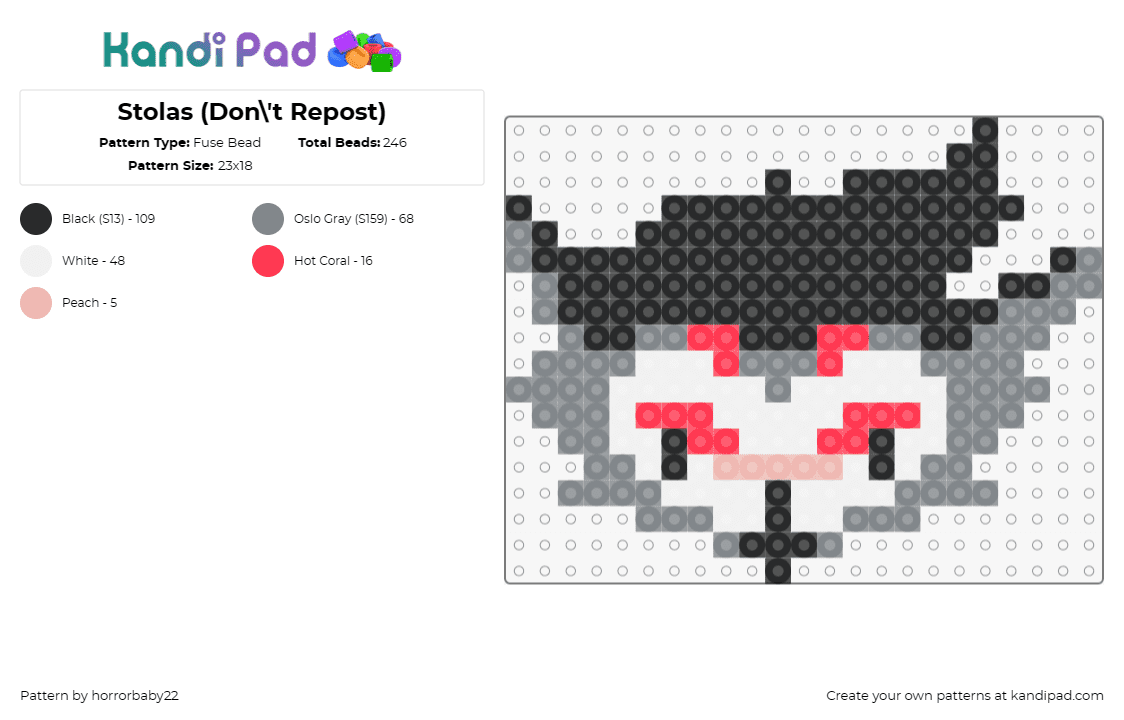 Stolas (Don\'t Repost) - Fuse Bead Pattern by horrorbaby22 on Kandi Pad - stolas,hazbin hotel,character,tv show,animated,mysterious,alluring,grayscale