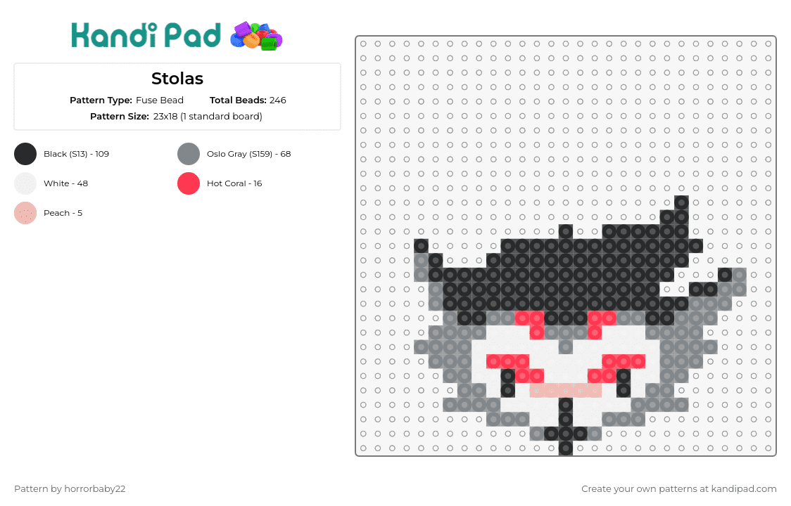 Stolas (Don\'t Repost) - Fuse Bead Pattern by horrorbaby22 on Kandi Pad - stolas,hazbin hotel,character,tv show,animated,mysterious,alluring,grayscale
