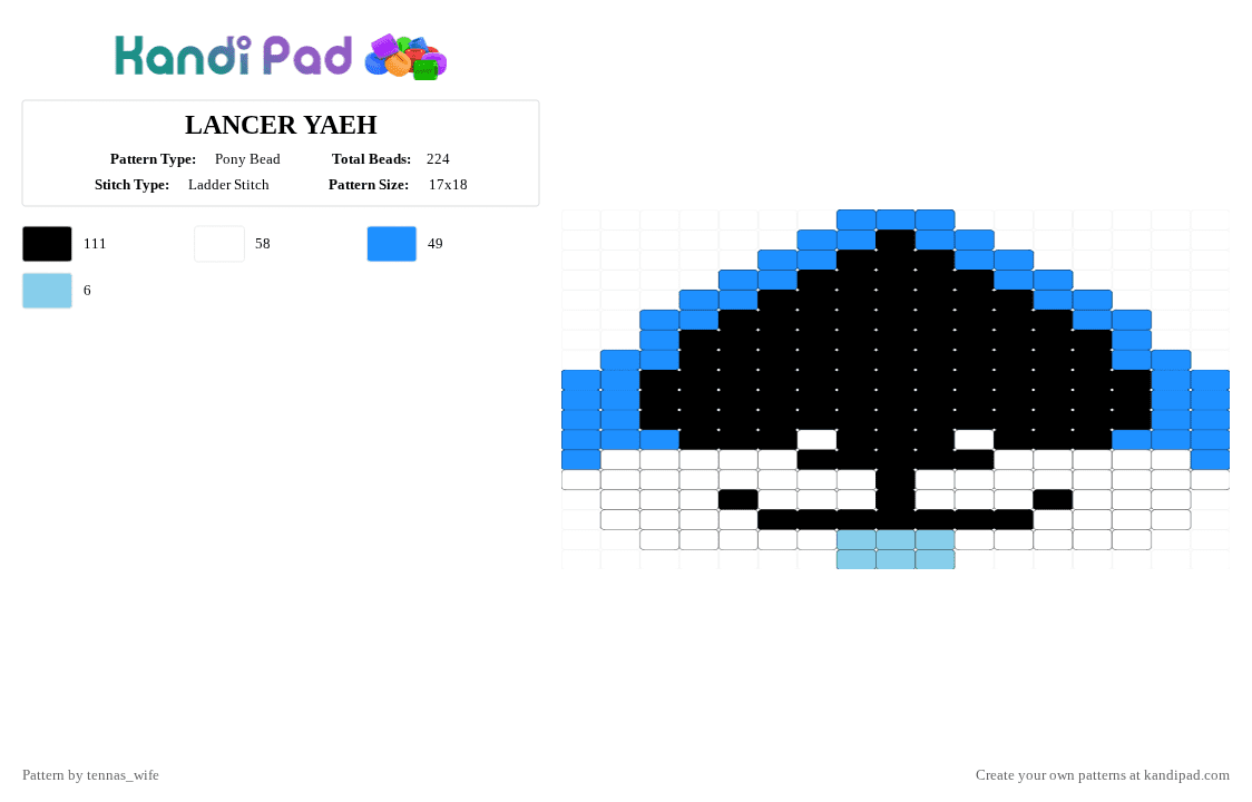 LANCER YAEH - Pony Bead Pattern by tennas_wife on Kandi Pad - light blue,white
